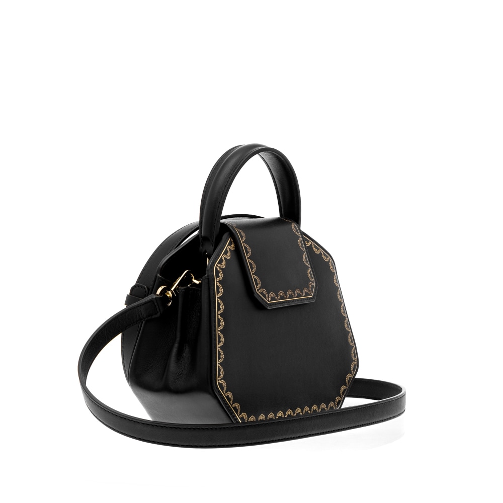 CRL1002172 - Top Handle Bag, Mini, Guirlande de Cartier - Black calfskin,  golden finish - Cartier