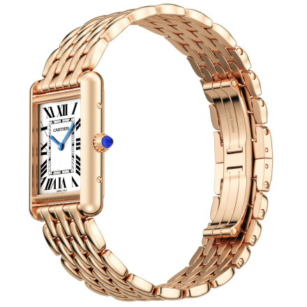 Tank Louis Cartier Large on Rose Gold Bracelet with White Dial WGTA0024