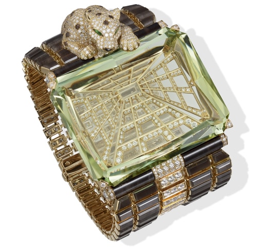 cartier panther bracelet with green beryl