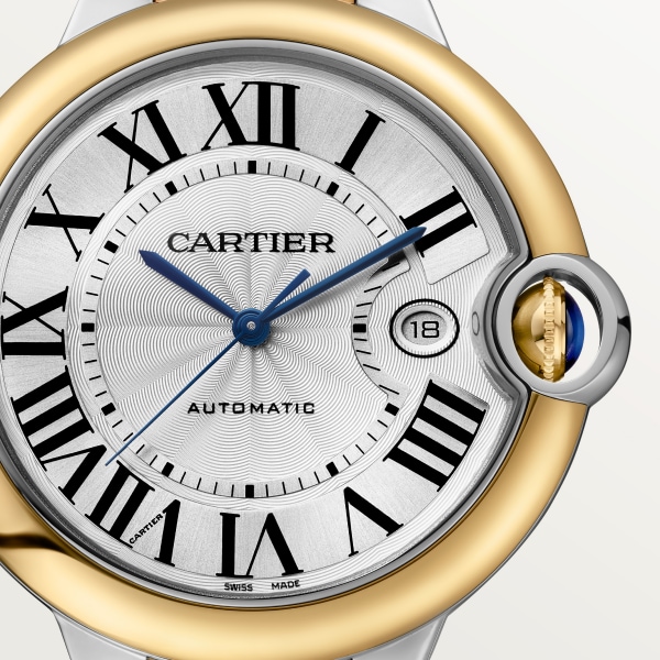 Reloj Ballon Bleu de Cartier 42 mm, movimiento mecánico de carga automática, oro amarillo, acero