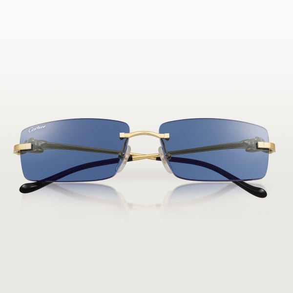 Gafas de sol Panthère de Cartier Metal acabado dorado liso, lentes azules