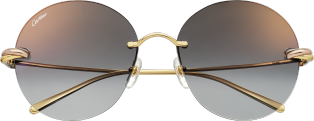 Gafas de sol Trinity Metal acabado triple tono dorado liso, lentes grises