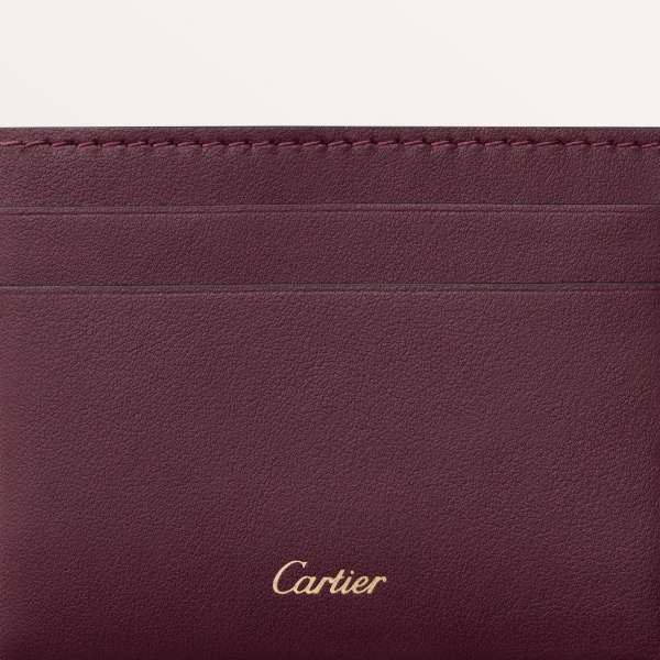 Single card holder, Cartier Characters Plum calfskin, golden finish