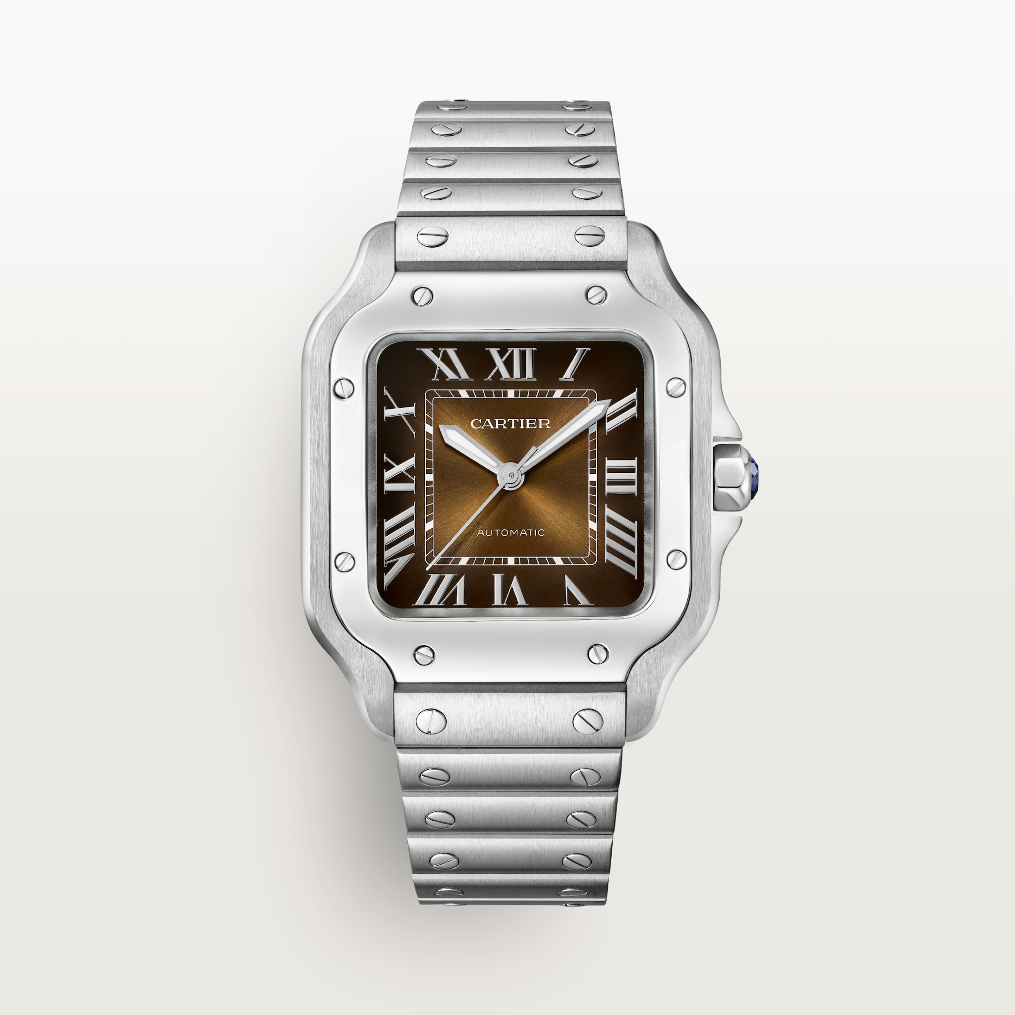 Santos de Cartier watchMedium model, automatic movement, steel, interchangeable metal and leather straps