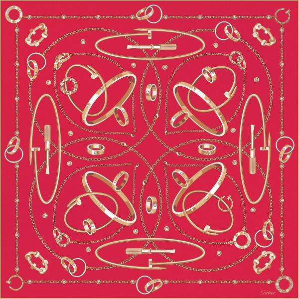 Precious Mundanity 90 scarf Red silk twill