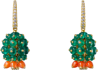 Cactus de Cartier earrings Yellow gold, emeralds, carnelians, diamonds
