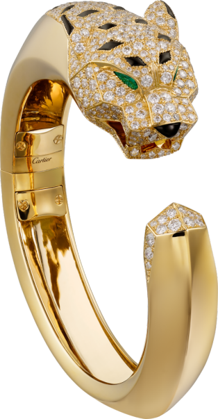 Pulsera Panthère de Cartier Oro amarillo, diamantes, esmeraldas, ónix