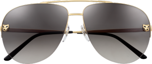 Panthère de Cartier Sonnenbrille Metall mit glattem Gold-Finish, graue Verlaufsgläser