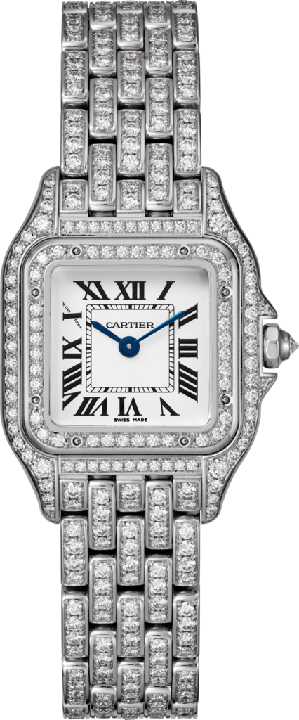Reloj Panthère de CartierTamaño pequeño, movimiento de cuarzo, oro blanco, diamantes