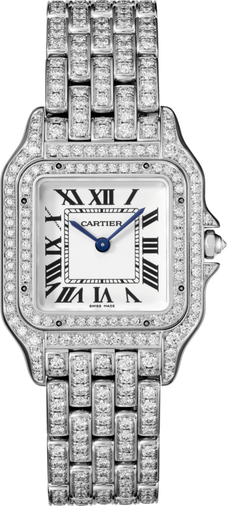 Reloj Panthère de CartierTamaño mediano, movimiento de cuarzo, oro blanco, diamantes