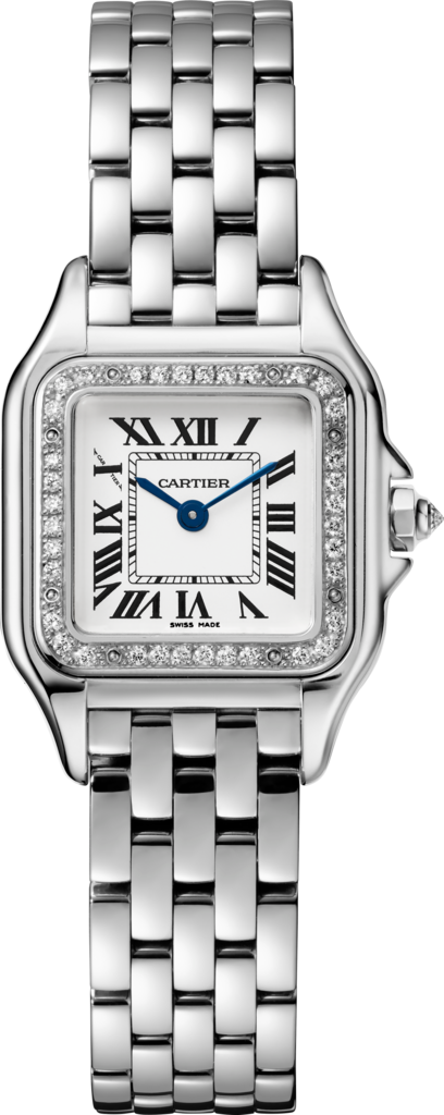 Reloj Panthère de CartierTamaño pequeño, movimiento de cuarzo, oro blanco, diamantes