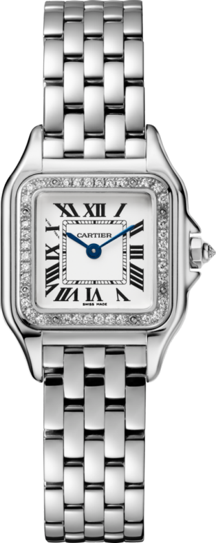 Reloj Panthère de Cartier Tamaño pequeño, movimiento de cuarzo, oro blanco, diamantes