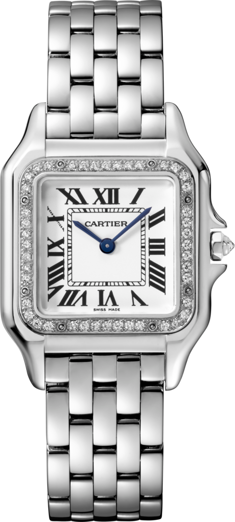 Reloj Panthère de CartierTamaño mediano, movimiento de cuarzo, oro blanco, diamantes