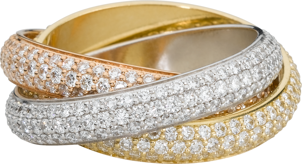 Trinity ring, classicWhite gold, yellow gold, rose gold, diamonds