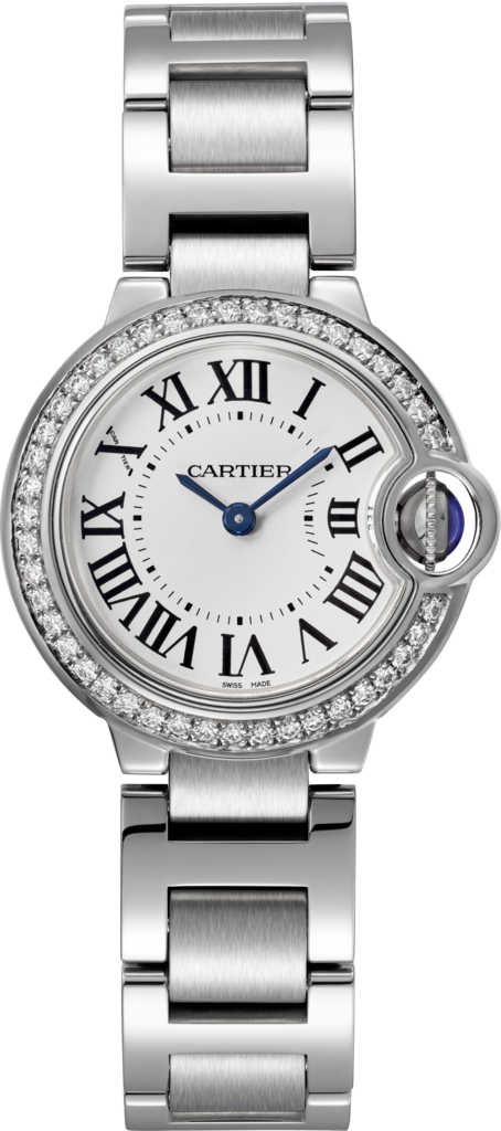 Reloj Ballon Bleu de Cartier28 mm, movimiento de cuarzo, acero, diamantes