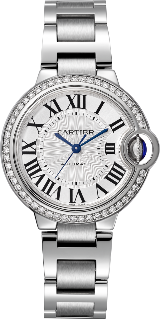 Ballon Bleu de Cartier watch33mm, automatic movement, steel, diamonds