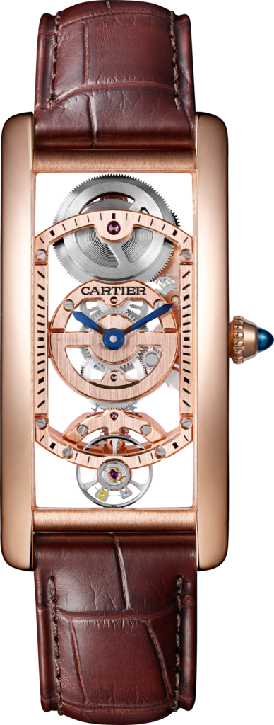 Tank Cintrée watchLarge model, hand-wound mechanical movement, rose gold