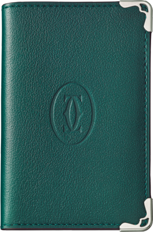 4-Credit Card Holder, Must de Cartier Peacock-green colour calfskin, stainless steel finish
