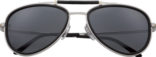 Gafas de sol Santos de Cartier Metal acabado platino cepillado, lentes grises polarizadas