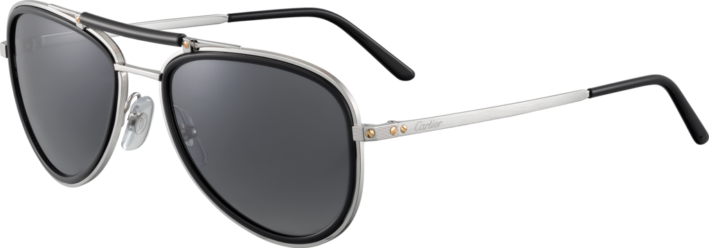 Gafas de sol Santos de CartierMetal acabado platino cepillado, lentes grises polarizadas