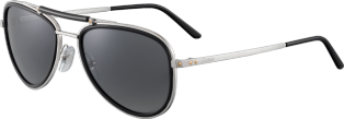 Gafas de sol Santos de Cartier Metal acabado platino cepillado, lentes grises polarizadas