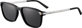 Santos de Cartier sunglasses Black composite, platinum finish, grey polarised lenses