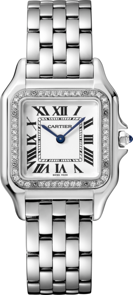 Panthère de Cartier watchMedium model, quartz movement, steel, diamonds