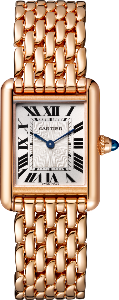 Reloj Tank Louis CartierTamaño pequeño, movimiento mecánico de cuerda manual, oro rosa