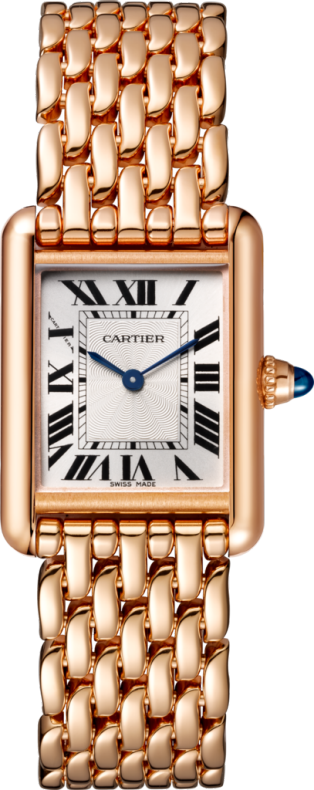 Reloj Tank Louis Cartier Tamaño pequeño, movimiento mecánico de cuerda manual, oro rosa