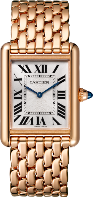 Reloj Tank Louis Cartier Tamaño grande, movimiento mecánico de cuerda manual, oro rosa