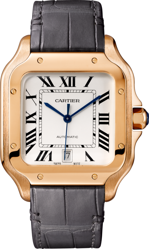 Santos de Cartier watchLarge model, automatic movement, rose gold, 2 interchangeable leather bracelets