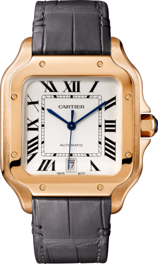 Montre Santos de Cartier Grand modèle, mouvement automatique, or rose, 2 bracelets cuir interchangeables