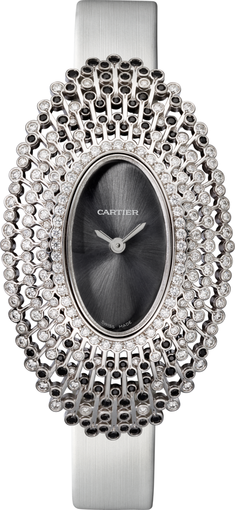 Reloj Cartier LibreTamaño grande, movimiento de cuarzo, oro blanco, diamantes, espinelas negras
