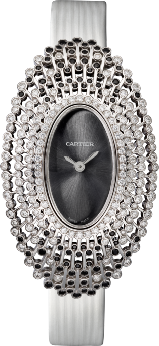 Cartier Libre watch Large model, quartz movement, white gold, diamonds, black spinels