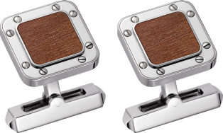 Santos de Cartier cufflinks Palladium-finish sterling silver and Kotibe wood