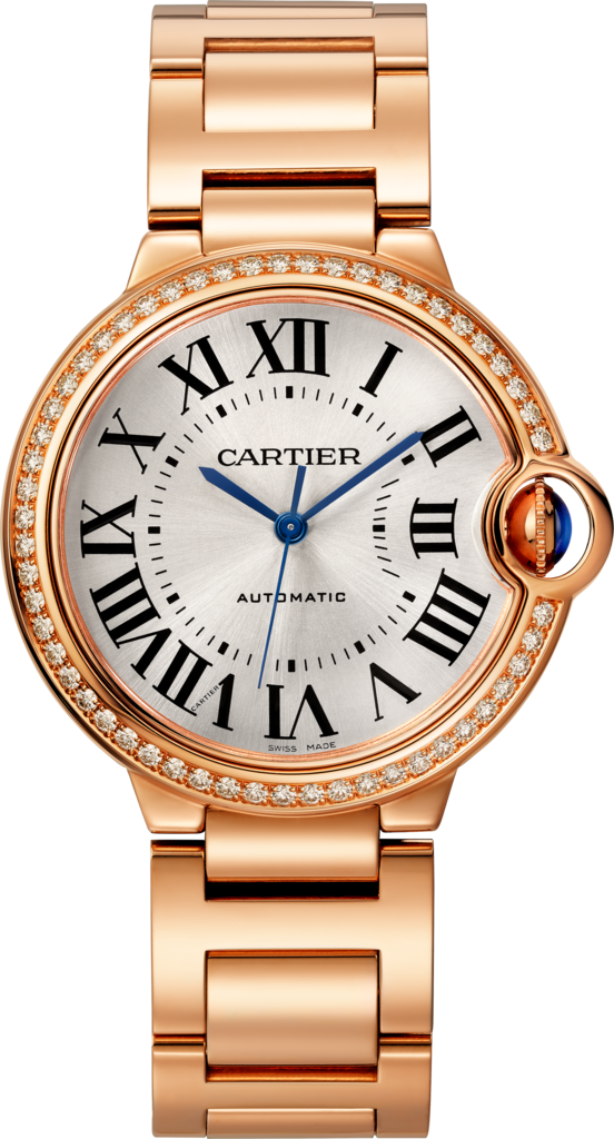 Reloj Ballon Bleu de Cartier36 mm, movimiento mecánico de carga automática, oro rosa, diamantes