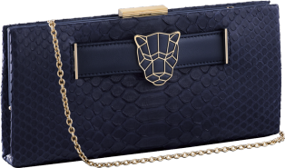 Panthère de Cartier clutch bag Midnight blue python skin, gold finish