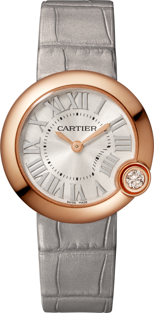 Reloj Ballon Blanc de Cartier30 mm, movimiento de cuarzo, oro rosa, diamante, piel