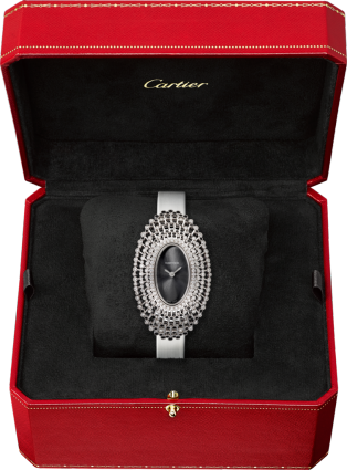 Reloj Cartier Libre Tamaño grande, movimiento de cuarzo, oro blanco, diamantes, espinelas negras