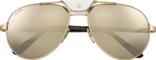 Gafas de sol Santos de Cartier Varillas de cuerno color blanco y carbono, metal acabado dorado champán, lentes con flash dorado
