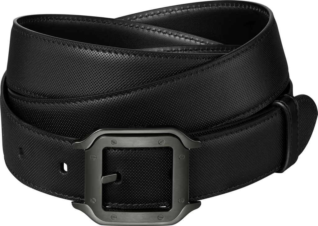 Cinturón Santos de CartierPiel de ternera color negro, hebilla acabado PVD negro