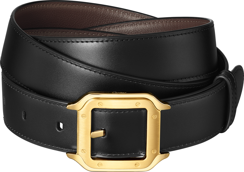 Cinturón Santos de CartierPiel de ternera color negro, hebilla acabado dorado