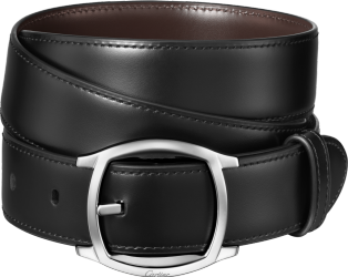 Belt, Drive de Cartier Black cowhide, palladium-finish buckle