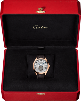 Reloj Drive de Cartier Tamaño grande, movimiento mecánico de cuerda manual, oro rosa, piel