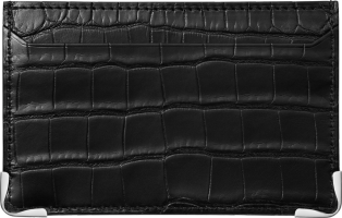 Tarjetero sencillo, Must de Cartier Piel de aligátor color negro, acabado acero inoxidable