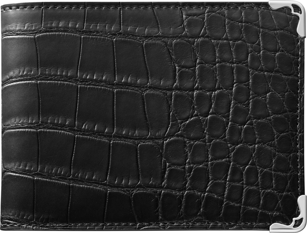 Cartera para seis tarjetas de crédito Must de CartierPiel de aligátor color negro, acabado acero inoxidable