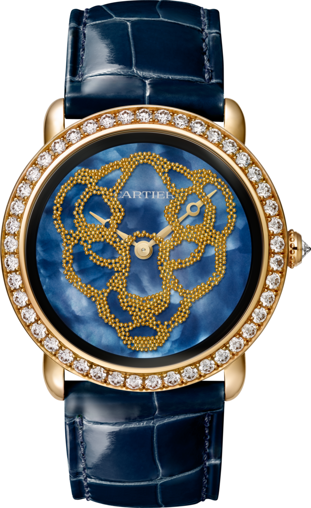 Reloj Révélation d'une Panthère37 mm, manual, oro amarillo, diamantes, nácar, piel