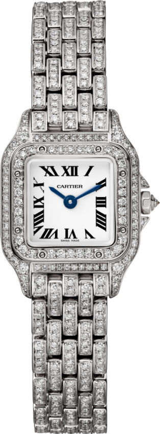 Reloj Panthère de Cartier Tamaño mini, movimiento de cuarzo, oro blanco, diamantes