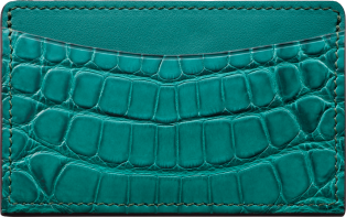 C de Cartier Small Leather Goods, card holder Blue-green tourmaline-coloured alligator skin and calfskin, golden finish