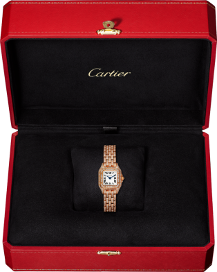Reloj Panthère de Cartier Tamaño mini, movimiento de cuarzo, oro rosa, diamantes